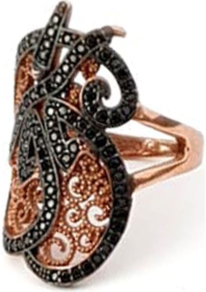 Semazen figürlü oniks taşlı gümüş rose yüzük fiyatları