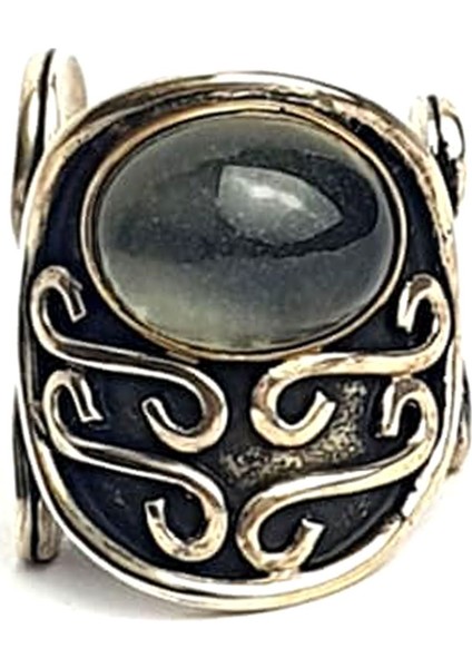 Ay taşı tasarım el isi ayarlanabilir gümüş yüzük modelleri