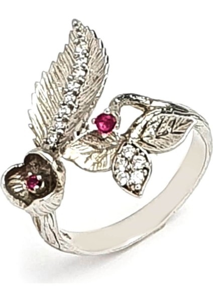 Çiçek figürlü gümüş el işi tasarım yüzük fiyatları