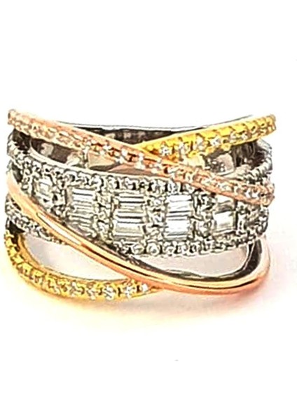 italyan tasarımı altın işçiliğinde gümüş 3 renk lüks yüzük fiyatları