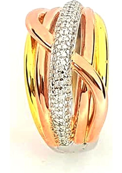 Altın işçiliğinde italyan tasarımı gümüş 3 renk lüks yüzük modelleri