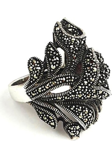 Orkide desenli markazit taşlı gümüş yüzük fiyatları