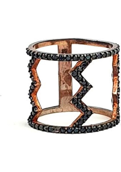 Oniks taşlı 925 ayar gümüş rose tasarım yüzük fiyatları