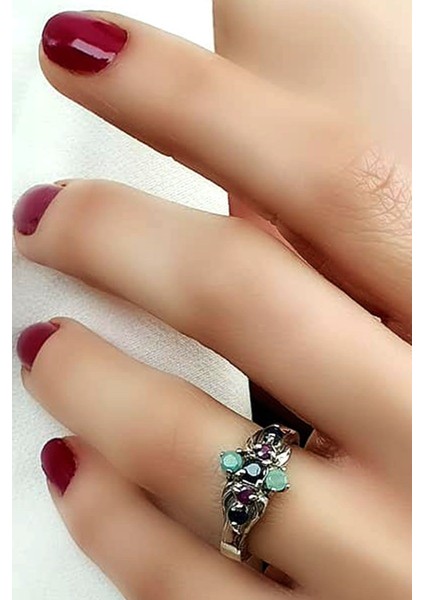 Doğal Ruby 925AYAR Gümüş Yüzük