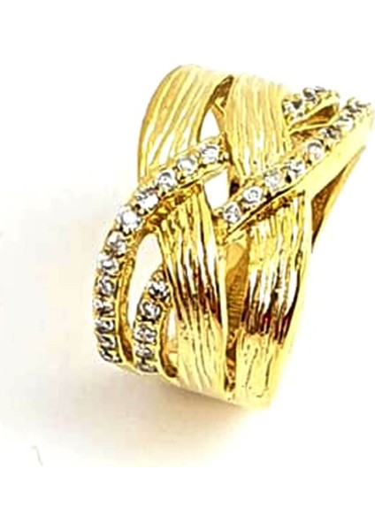 İtalyan tasarımı gümüş üzerine altın kaplama lüks atlamalı yüzük modelleri