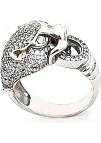 İtalyan tasarımı pırlanta ışıltısında zirkon taşlı gümüş Kaplan yüzük modelleri