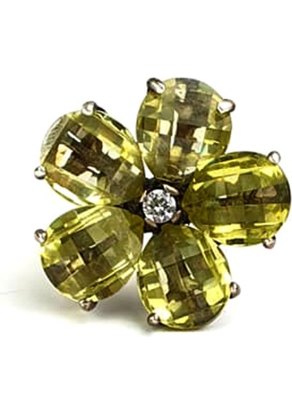 yeşil zirkon taşlı 925 ayar gümüş çiçek yüzük modelleri