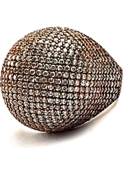 Zirkon taş detaylı 925 ayar gümüş rose bombeli yüzük modelleri