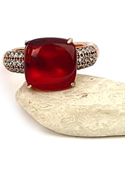 italyan tasarımı Kırmızı zirkon taşlı gümüş lüks yüzük fiyatları
