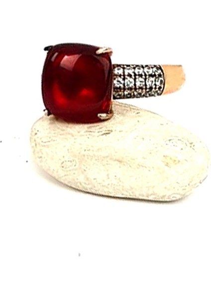 italyan tasarımı Kırmızı zirkon taşlı gümüş lüks yüzük modelleri