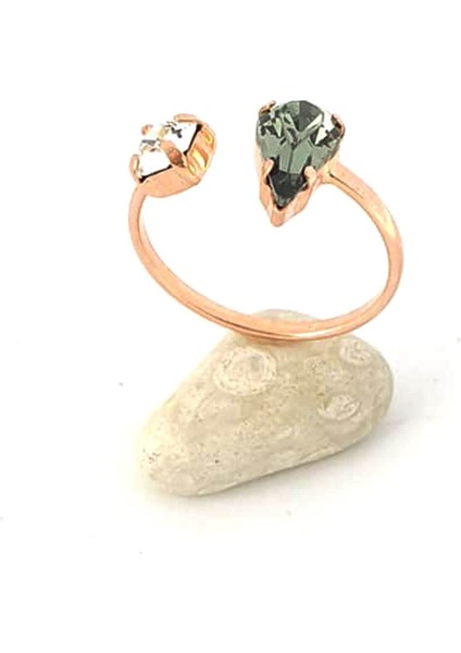 Swarovski Taşlı 925 Ayar Gümüş Rose Ayarlanabilir Yüzük modelleri