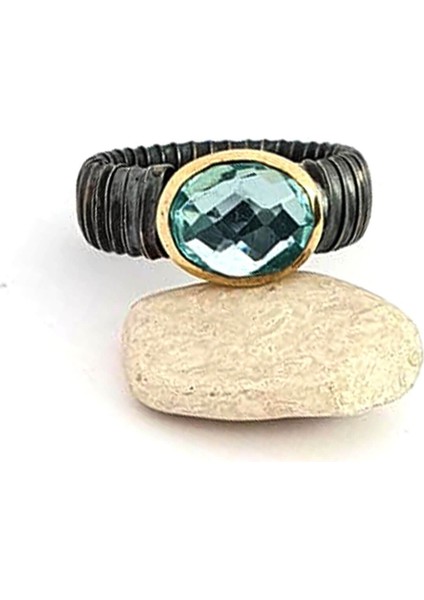 Aquamarin taşlı gümüş el işi tasarım yüzük modelleri