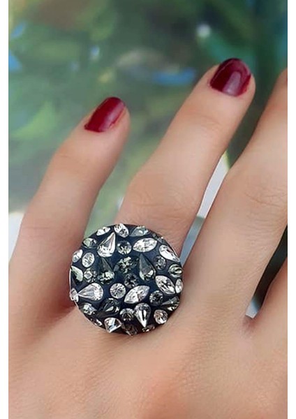 Swarovski taşlı gümüş lüks yüzük