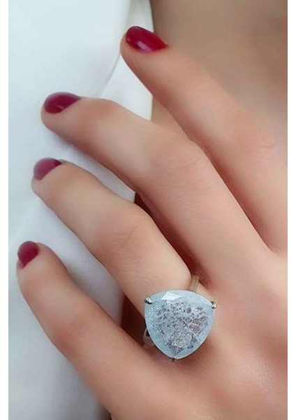 Kristal kuvars taşlı gümüş tasarım yüzük