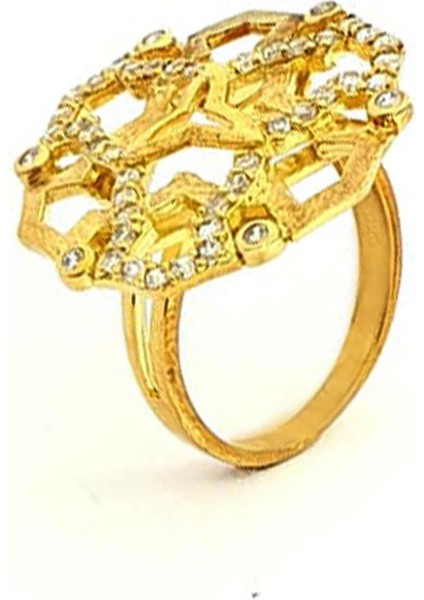 İtalyan tasarımı gümüş üzerine altın kaplama zirkon taşlı yüzük modelleri