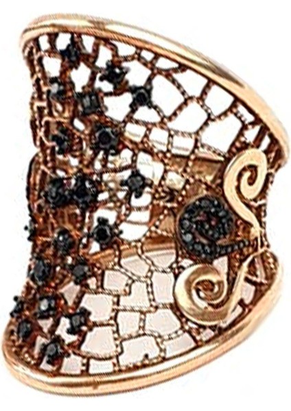 Oniks taşlı 925 ayar gümüş rose yüzük modelleri