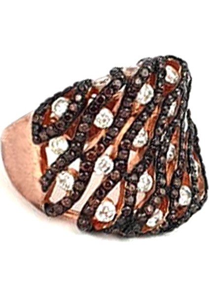 Granat zirkon taş detaylı 925 ayar gümüş rose yüzük fiyatları