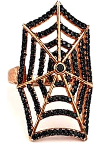 Oniks taşlı 925 ayar gümüş rose örümcek ağı yüzük fiyatları