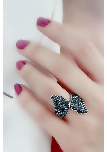 Swarovski taşlı 925 ayar gümüş ayarlanabilir yüzük