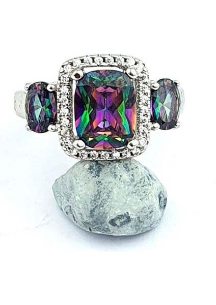 Mistik Topaz Taşlı 925 ayar Gümüş Baget Yüzük fiyatları