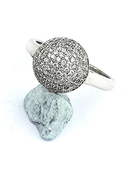 Pırlanta Işıltısında Zirkon Taşlı 925 ayar Gümüş Top Yüzük fiyatları