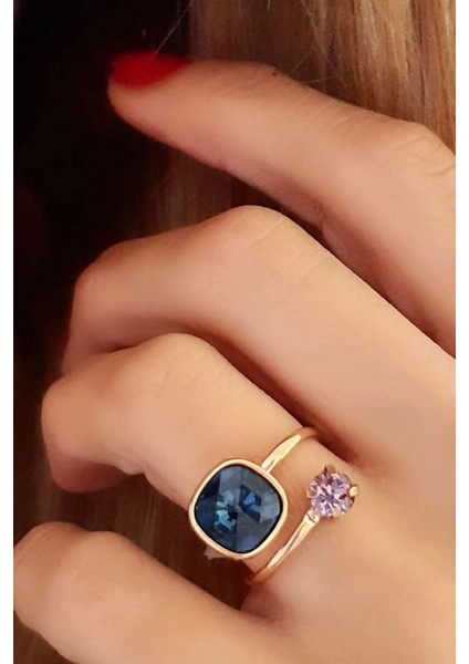 Swarovski taşlı 925ayar gümüş rose ayarlanabilir yüzük