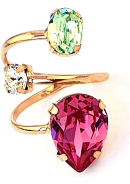 Swarovski taşlı 925ayar gümüş rose ayarlanabilir yüzük fiyatları