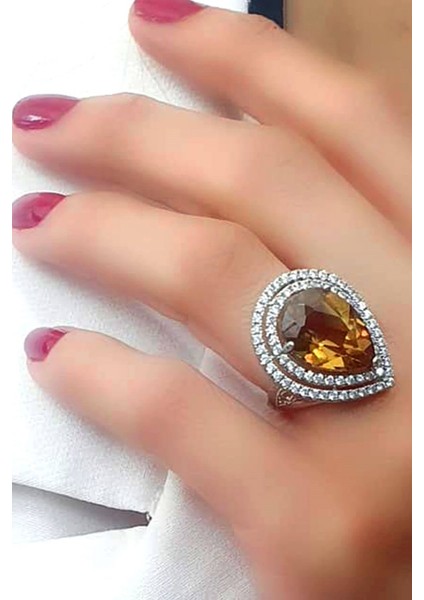 Renk değiştiren 925ayar gümüş sultan taşı damla yüzük