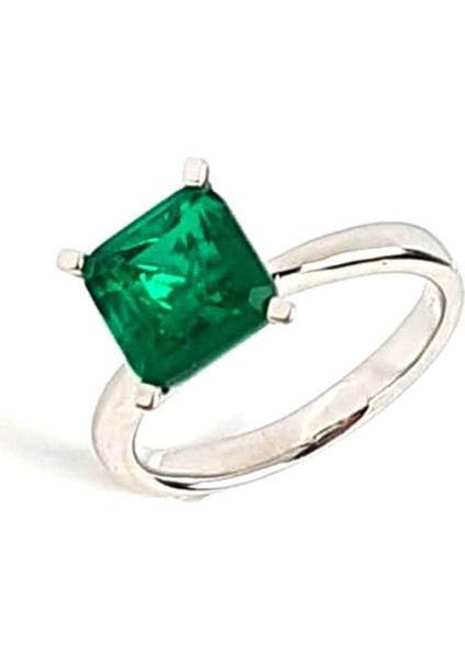 Sky Diamond Green Creative Rubies 925 Ayar Gümüş Tek Taş Yüzük
