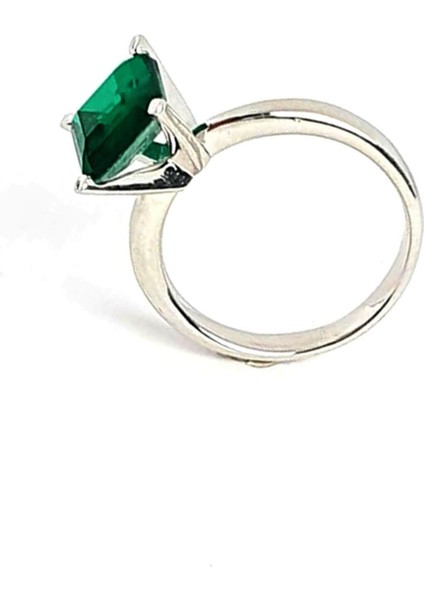 Sky Diamond Green Creative Rubies 925 Ayar Gümüş Tek Taş Yüzük