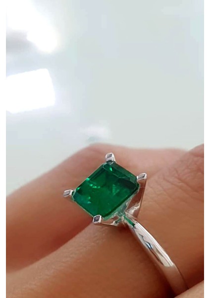 Sky Diamond Green Creative Rubies 925 Ayar Gümüş Tek Taş Yüzük