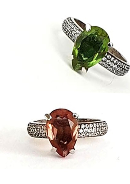 zirkon taşlı 925 ayar gümüş renk değiştiren sultan taşı damla yüzük