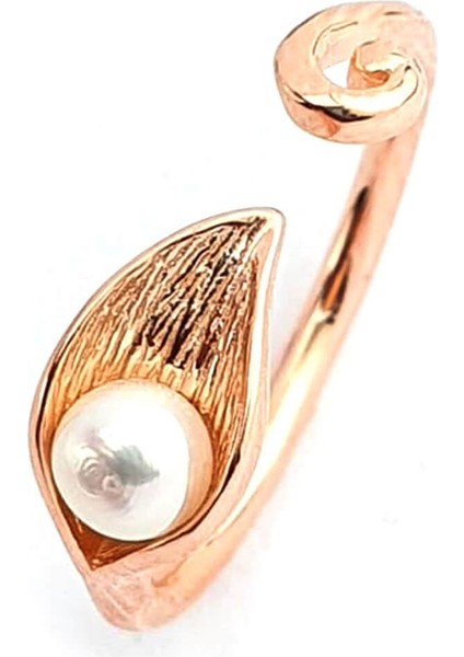 İnci detaylı 925ayar gümüş rose Ayarlanabilir Orkide Yüzük modelleri