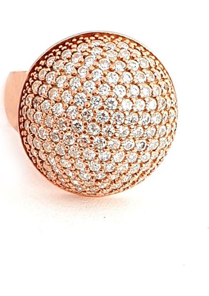 Zirkon Taşlı 925 ayar Gümüş Rose Bombeli Yüzük fiyatları