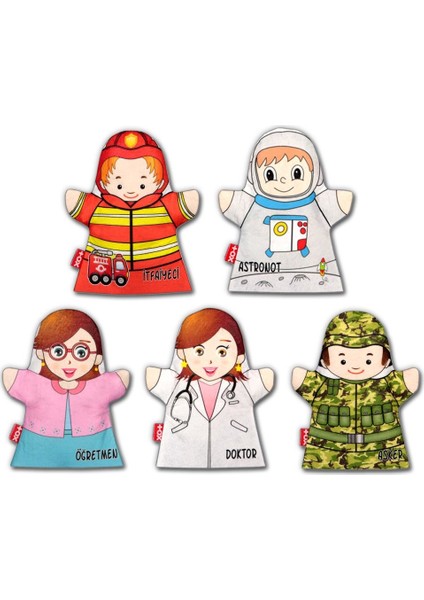 5 Parça Meslekler El Kukla Set , Eğitici Oyuncak