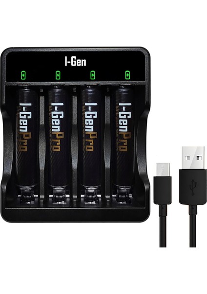 G411 4'lü Pil Şarj Aleti + 4 Adet Aaa Pro 1100 Mah Şarjlı Ince Kalem Pilli Set