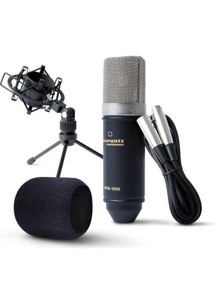 Professional MPM-1000 - Podcast, Akış, Şarkı Söyleme, Tele-Çalışma ve Oyun Için Masa Standı ve Kablolu Xlr Kondenser Stüdyo Mikrofonu