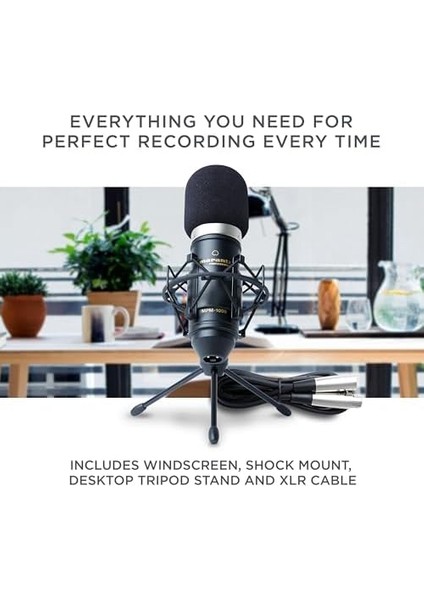Professional MPM-1000 - Podcast, Akış, Şarkı Söyleme, Tele-Çalışma ve Oyun Için Masa Standı ve Kablolu Xlr Kondenser Stüdyo Mikrofonu