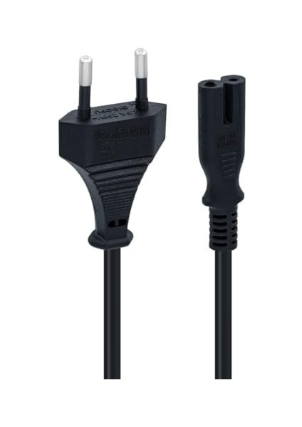 Elektronik Universal 2pin Güç Kablosu, Ps3 / Ps4 / Ps5 / Xbox Series S-X Uyumlu Güç Kablosu 1.5 Metre 2pin Güç Kablosu Projeksiyon - Monitör - Tv