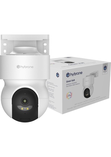 Omni Volt Dış Ortam Wi-Fi Akıllı Kamera, Renkli Gece Görüşü, 360 Derece Görüntüleme, Insan Algılama, Çift Yönlü Sesli Görüşme, Siren