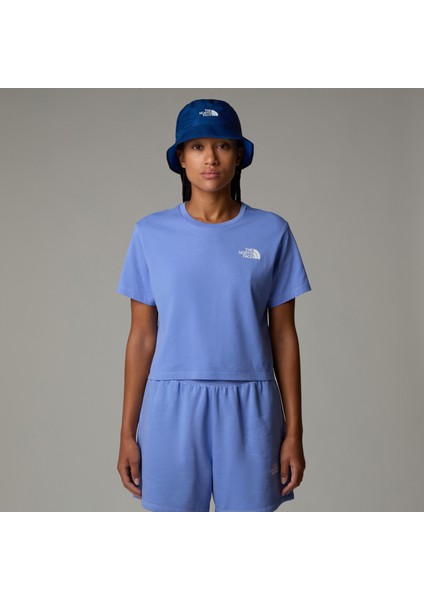 W Sımple Dome Cropped Relaxed Tee Kadin Mavi Tshirt NF0A87U40YI1