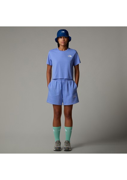 W Sımple Dome Cropped Relaxed Tee Kadin Mavi Tshirt NF0A87U40YI1 modelleri