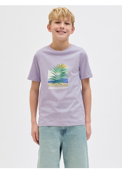 Jack Jones Jjbarbados Tee Ss Crew Neck Jnr Çocuk Mor Tshirt 12269841-19