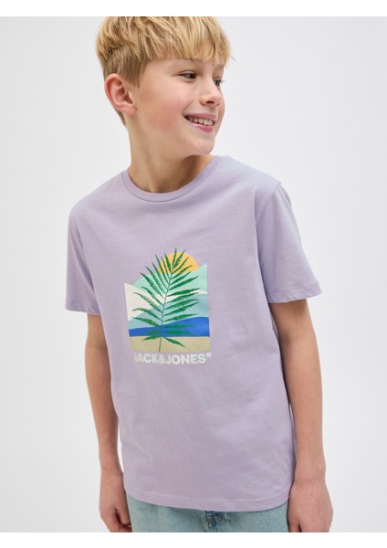 Jack Jones Jjbarbados Tee Ss Crew Neck Jnr Çocuk Mor Tshirt 12269841-19 fırsatları