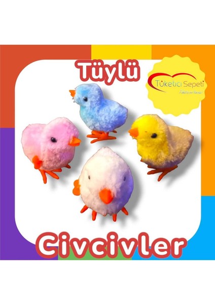 Civciv Zıp Zıp Zıplayan Kurmalı Yürüyen Peluş Tüylü Chivy Chiv 1 Adet