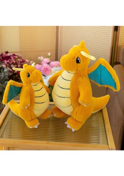 Dragonite 35 cm Tüylü Gerçek Görünümlü Pokemon Peluş Oyuncak Figür 1 Adet