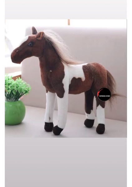 Luxury Sesli Kişneyen At Peluş Oyuncak Gerçekçi Görünüm Doğum Günü Hediyesi Uyku Arkadaşı 30 cm 1 Adet