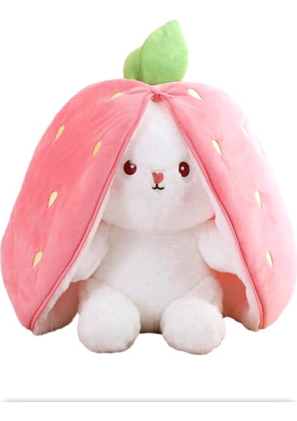 En Tatlı Çilek Tavşan Uyku Arkadaşı 50 cm- Özel Tasarım Hem Çilek Hem Tavşan Pembe 1 Adet