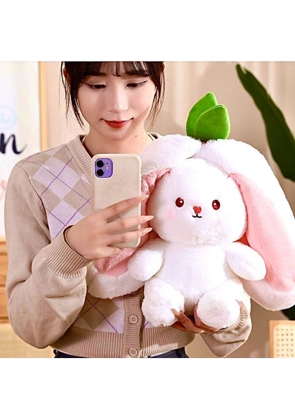 En Tatlı Çilek Tavşan Uyku Arkadaşı 50 cm- Özel Tasarım Hem Çilek Hem Tavşan Pembe 1 Adet