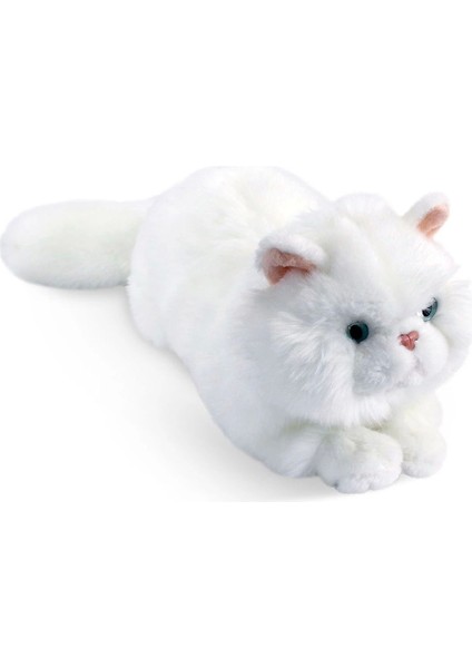 Yatan Beyaz Kedi Peluş Oyuncak 34 cm 1 Adet